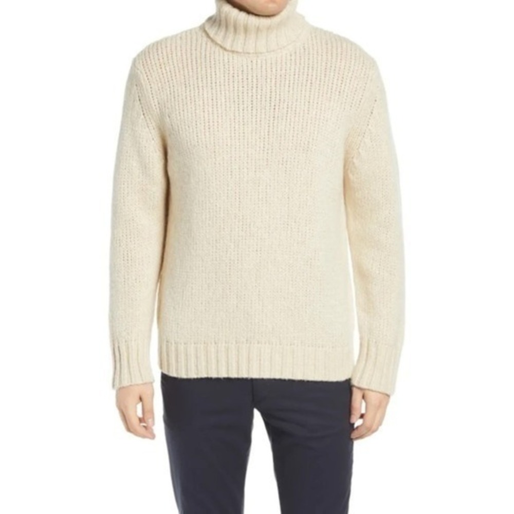 NN07 Claes 6406 Wool Blend Men's Cream Turtleneck Sweater Size M NWT